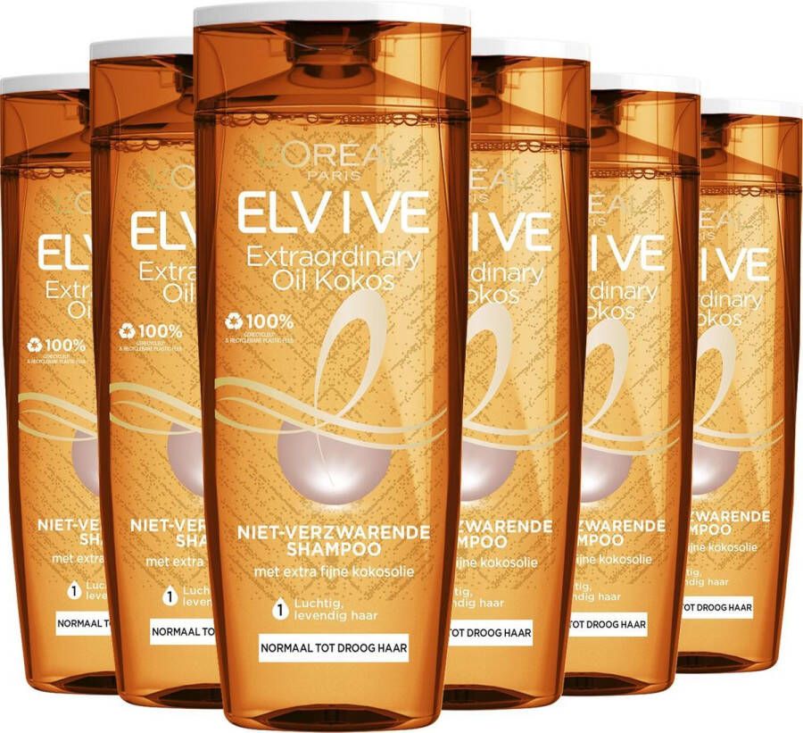L Oréal Paris Elvive Extraordinairy Oil Fijne Kokosolie Shampoo Voordeelverpakking 6 x 250 ml