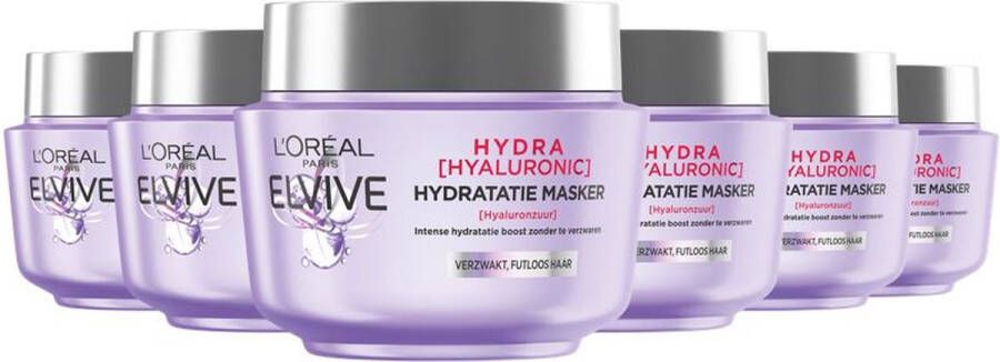 L Oréal Paris Elvive Hydra Hyaluronic Haarmasker Hydraterend Met Hyaluronzuur 6 x 300 ml