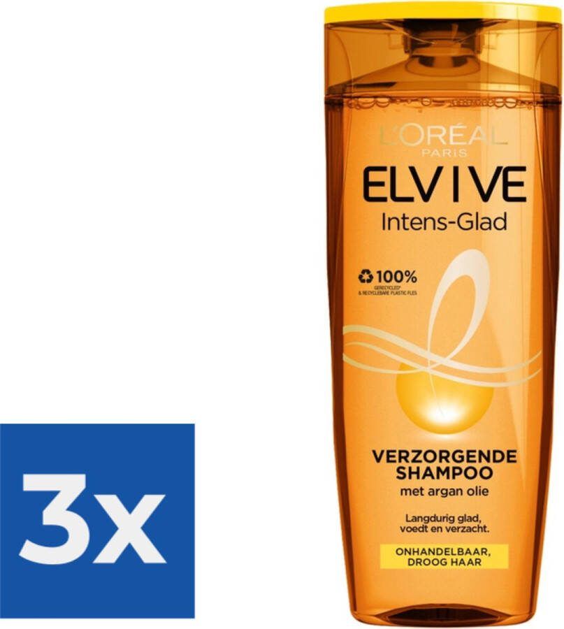 L Oréal Paris Elvive Intens Glad Shampoo 250 ml Voordeelverpakking 3 stuks