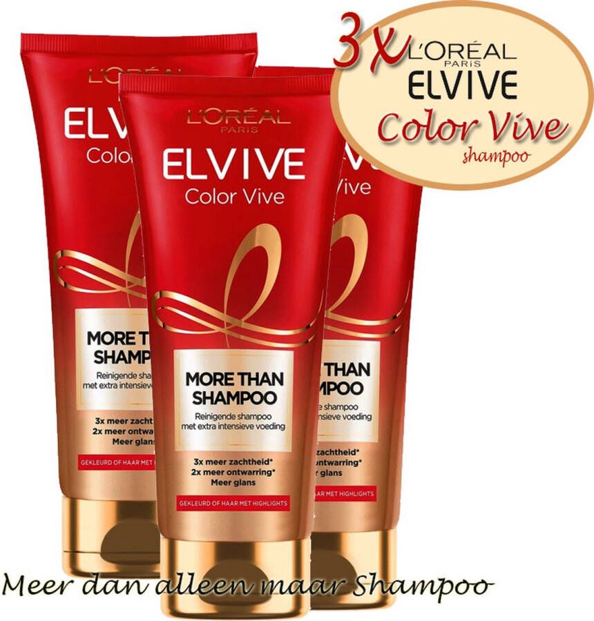 L Oréal Paris Elvive More Than Shampoo Color Vive 3x 200ml voordeelset