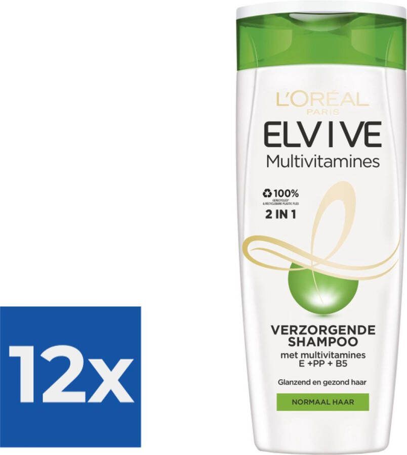 L Oréal Paris Elvive Multivitamines 2-in-1 250 ml Shampoo Voordeelverpakking 12 stuks