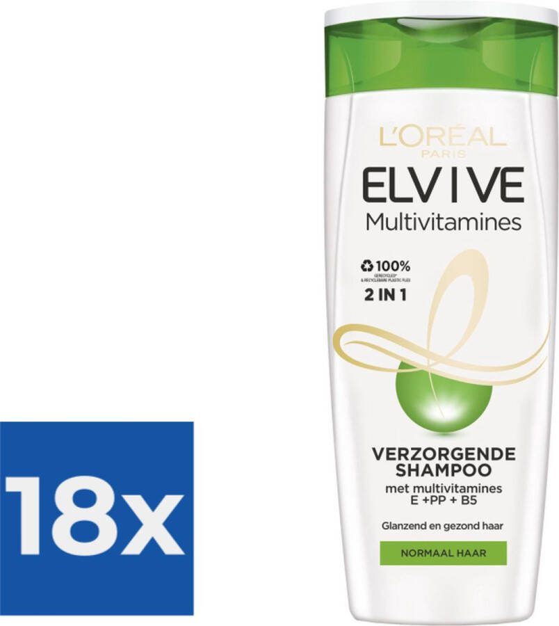 L Oréal Paris Elvive Multivitamines 2-in-1 250 ml Shampoo Voordeelverpakking 18 stuks