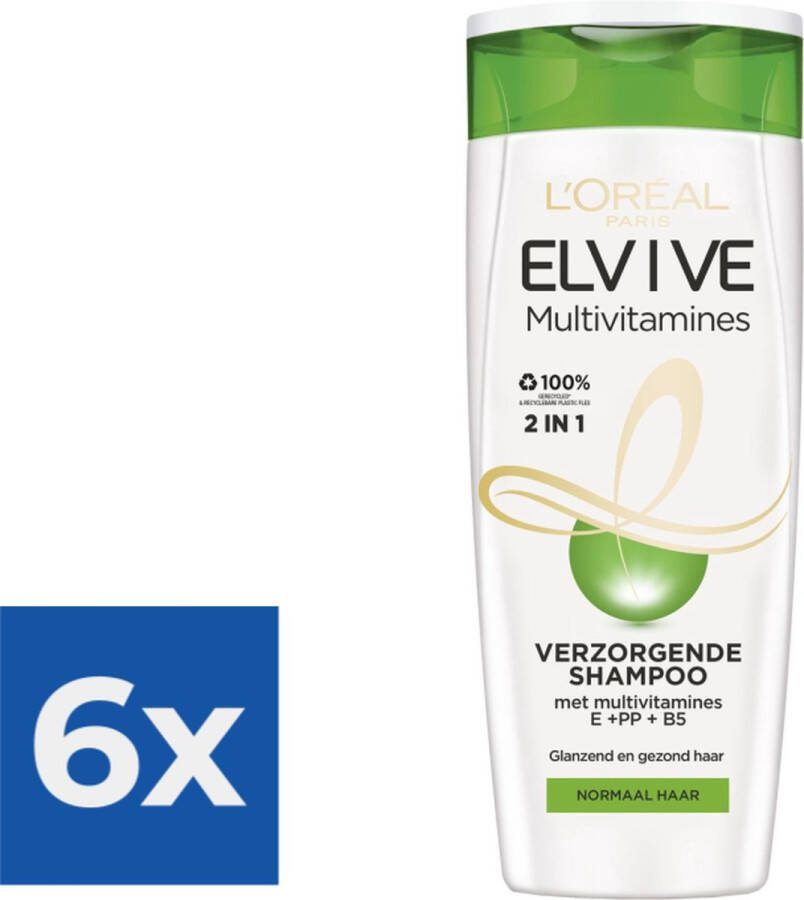 L Oréal Paris Elvive Multivitamines 2-in-1 250 ml Shampoo Voordeelverpakking 6 stuks