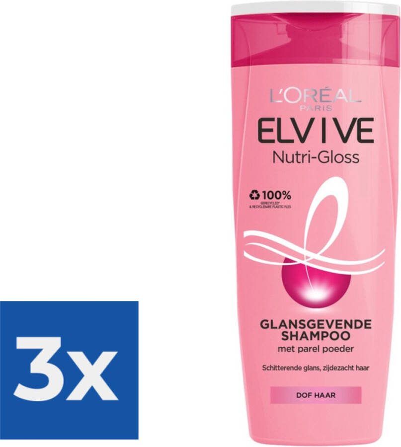L Oréal Paris Elvive Nutrigloss Shampoo 250 ml Voordeelverpakking 3 stuks