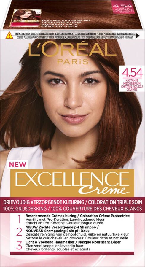 L Oréal Paris Excellence Crème 4.54 Kastanje Middenbruin Permanente Haarverf