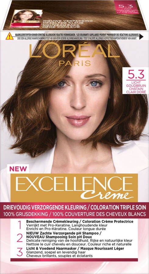 L Oréal Paris Excellence Crème 5.3 Licht Goudbruin Permanente Haarverf