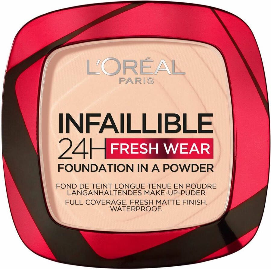 L Oréal Paris Infaillible 24h Fresh Wear Foundation in a Powder poeder foundation en poeder in één 24 uur lang een natuurlijke egale en matte finish geeft niet af 180 Rose Sand 9 gr