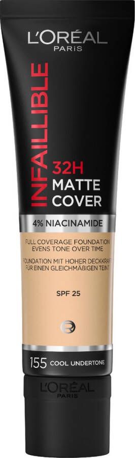 L Oréal Paris L'Oréal Paris Infaillible 32H Matte Cover Foundation 155 Foundation met een volledige dekking en een matte finish 30ML