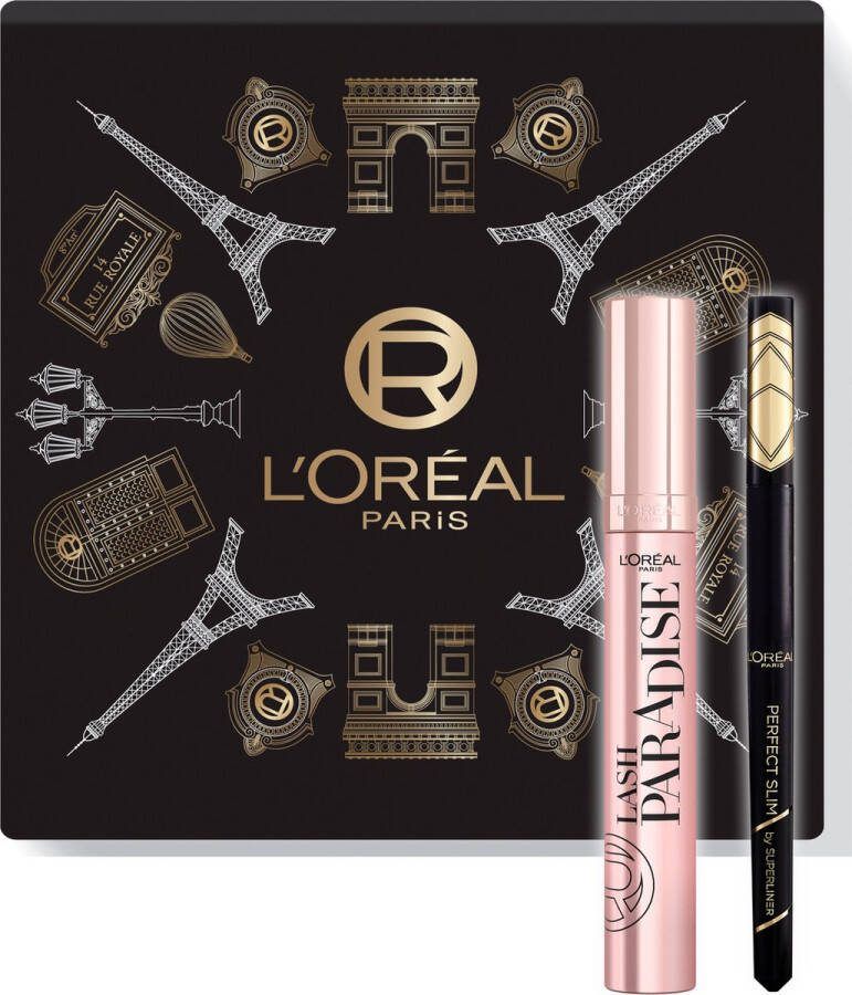L Oréal Paris Lash Paradise Mascara + Superliner Perfect slim eyeliner Giftbox – Geschenkset