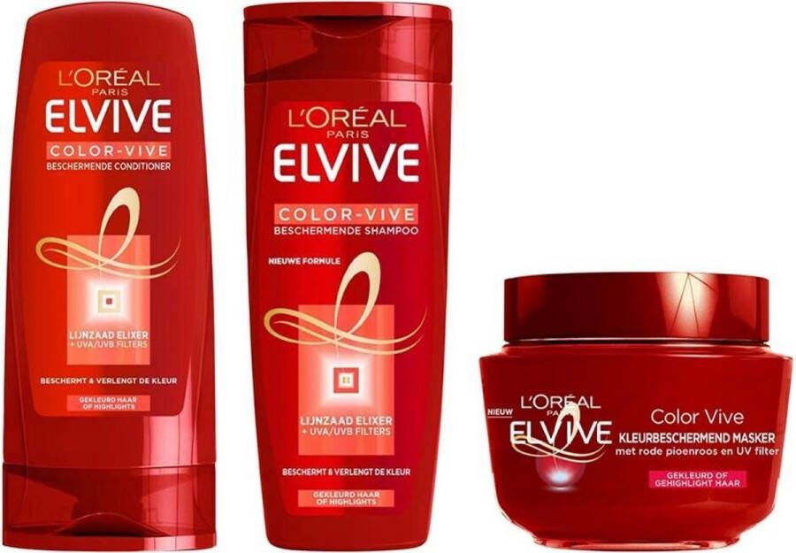L Oréal Paris L'Oréal Elvive Color Vive Shampoo Conditioner en Haarmasker Pakket