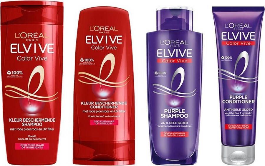L Oréal Paris L'Oréal Elvive Color Vive Shampoo & Conditioner + Color Vive Purple Shampoo & Conditioner Pakket