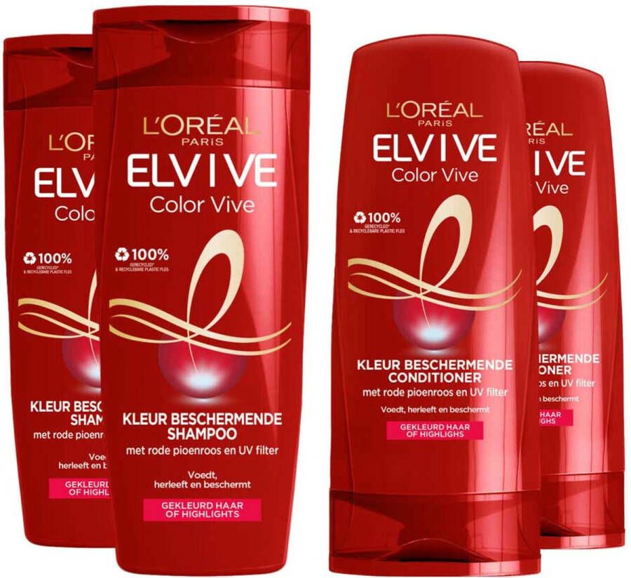 L Oréal Paris L'Oréal Elvive Color Vive Shampoo 2x 250 ml & Conditioner 2x 200 ml Pakket