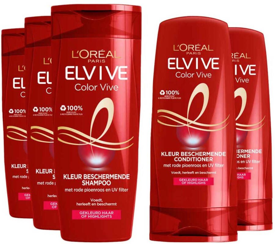 L Oréal Paris L'Oréal Elvive Color Vive Shampoo 3x 250 ml & Conditioner 2x 200 ml Pakket