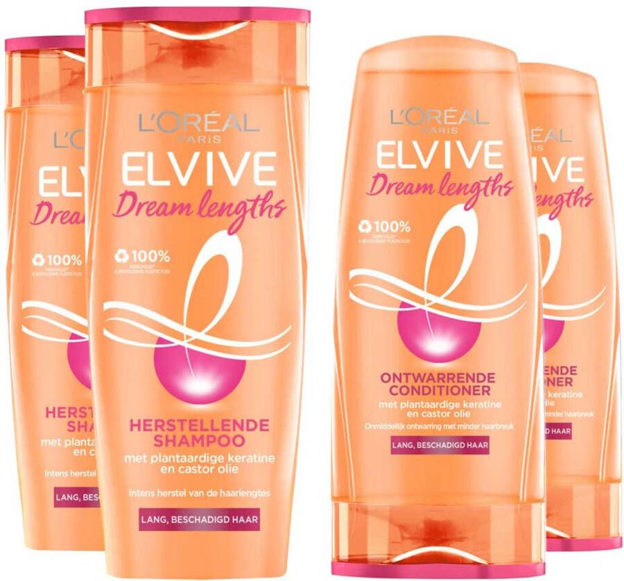 L Oréal Paris L'Oréal Elvive Dream Lengths Shampoo 2x 250 ml & Conditioner 2x 200 ml Pakket