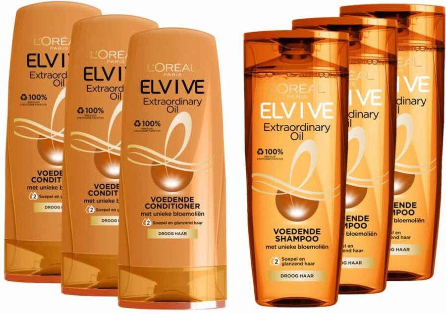 L Oréal Paris L'Oréal Elvive Extraordinary Oil Shampoo 3x 250 ml & Conditioner 2x 200 ml Pakket