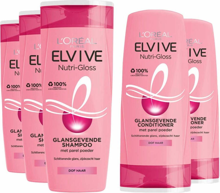 L Oréal Paris L'Oréal Elvive Nutri-Gloss Shampoo 3x 250 ml & Conditioner 2x 200 ml Pakket