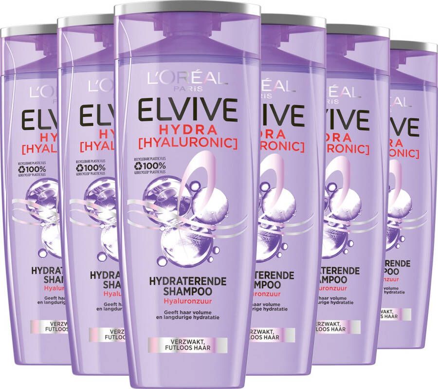 L Oréal Paris Elvive Hydra Hyaluronic Shampoo Voordeelverpakking Hydraterend Met Hyaluronzuur 6 x 250ml