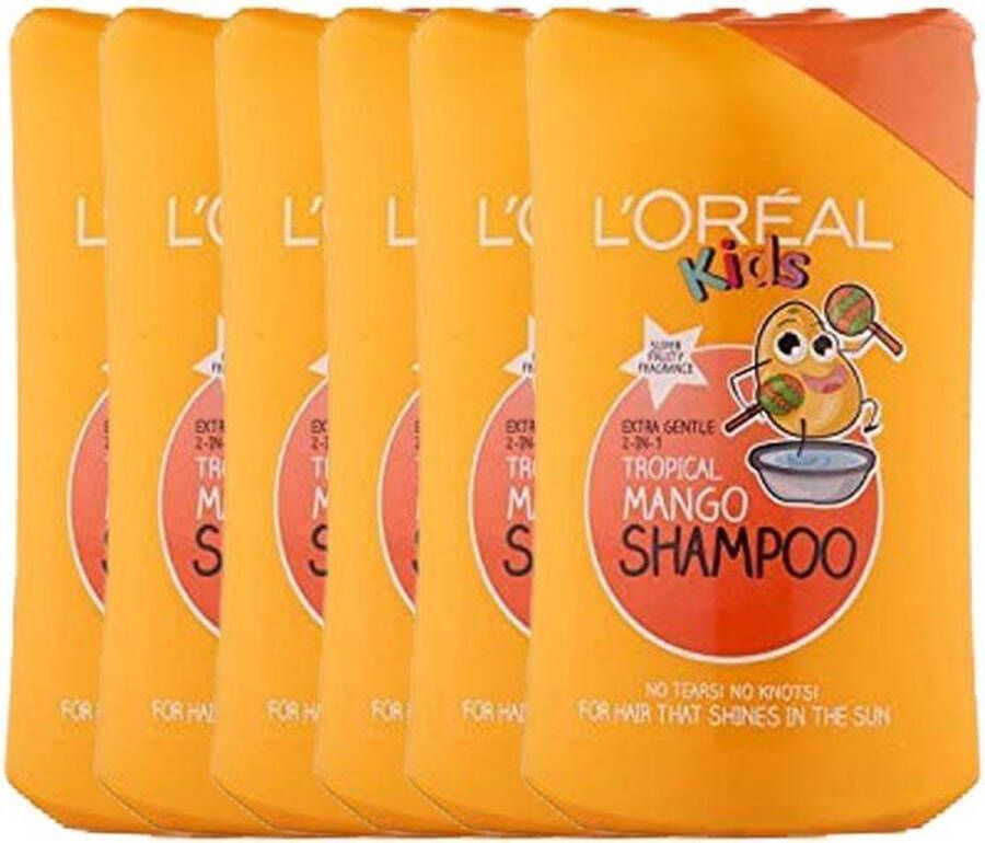 L Oréal Paris L'Oreal Kids Tropical Mango 6 x 250 ml Shampoo Voordeelverpakking