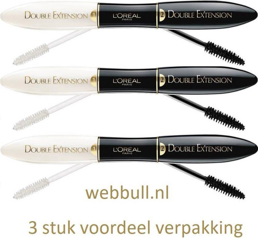 L Oréal Paris L'Oreal Maq Double Extension Mascara Extra Black 3stuk