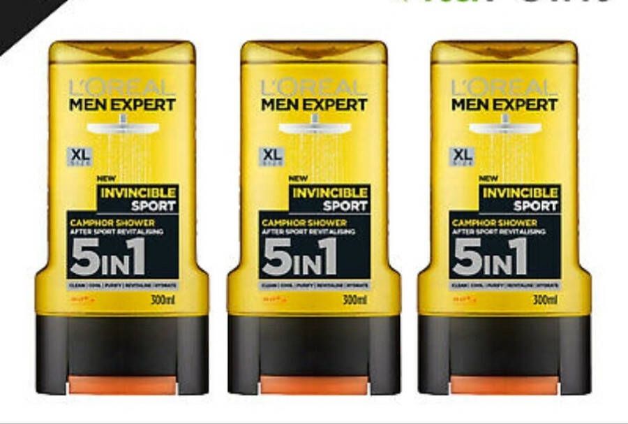 L Oréal Paris L'Oréal Men Expert Invincible Sport 5-in-1 Shower Gel 3x300ml