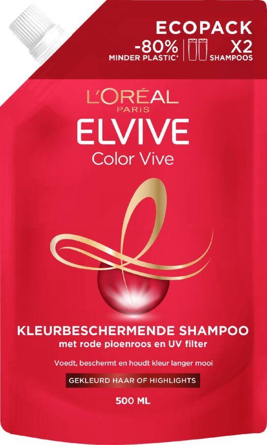 L Oréal Paris L'Oreal Paris Elvive Color Vive Kleurbeschermende Shampoo Ecopack Navulverpakking Gekleurd Haar 500ml