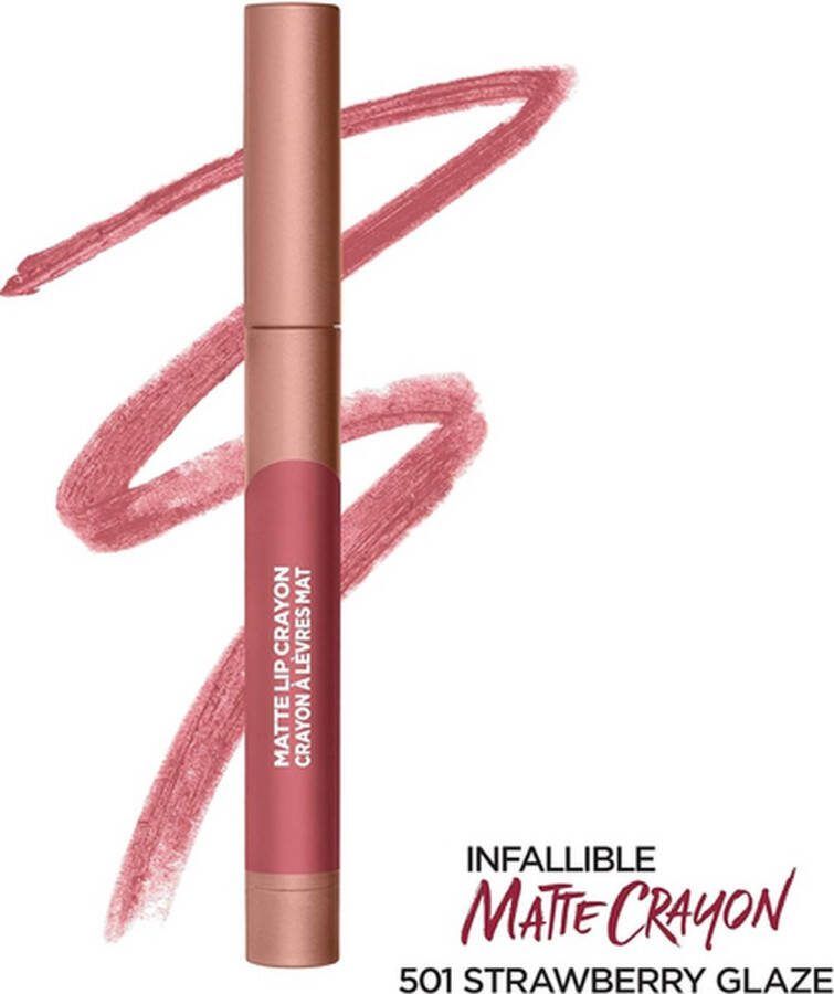 L Oréal Paris L'Oreal Paris Infallible Matte Lip Crayon 501 Strawberry Glaze Lippenstift Long Lasting 1.3 g