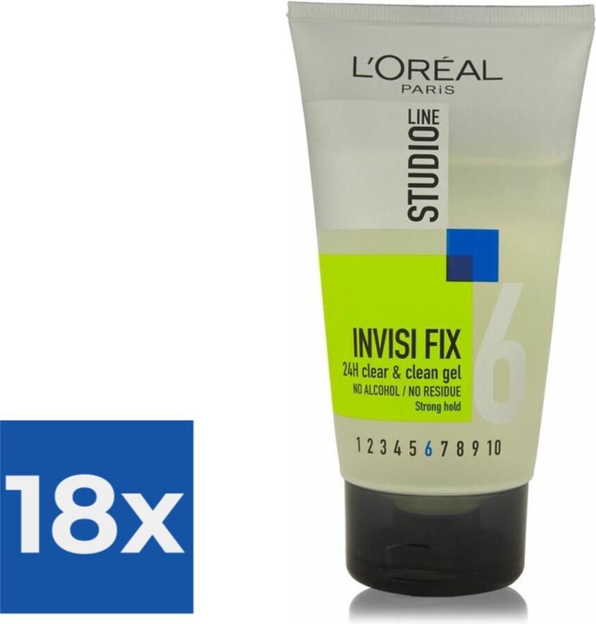 L Oréal Paris L'Oréal Paris Studio Line Invisi Fix 24H Clear & Clean Gel 150 ml Strong Voordeelverpakking 18 stuks