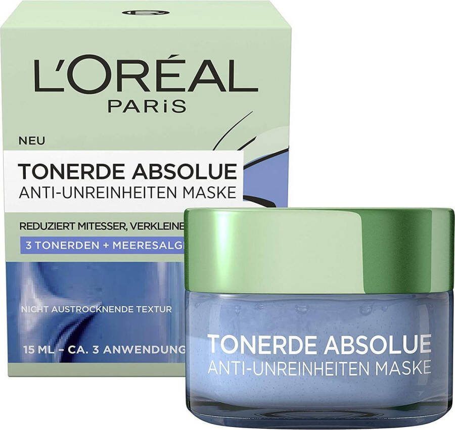 L Oréal Paris L'OREAL TONERDE ABSOLUE ANTI UNREINHEITEN MASKE 3 TONERDEN + MEERESALGE NICHT AUSTROCKNENDE TEXTUR 15 ML