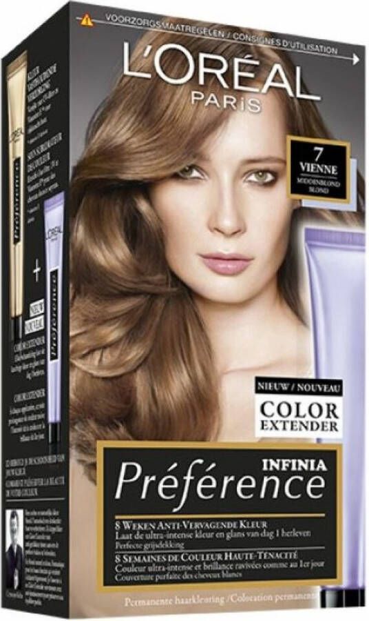 L Oréal Paris Préférence 7 Midden Blond Haarverf met Color extender