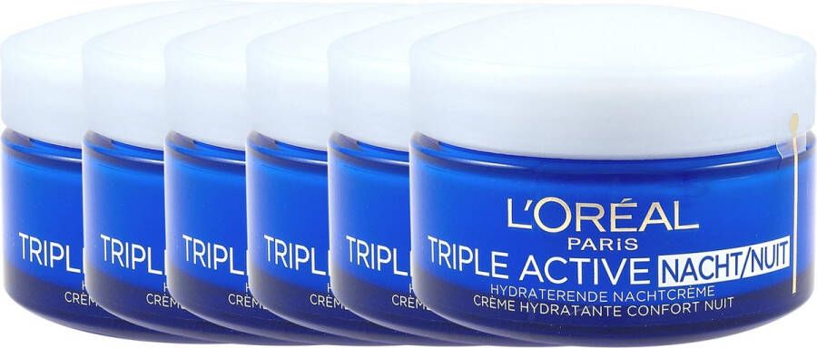 L Oréal Paris Skin Expert Triple Active Nachtcrème 6 x 50 ml Hydraterende Nachtcrème Voordeelverpakking