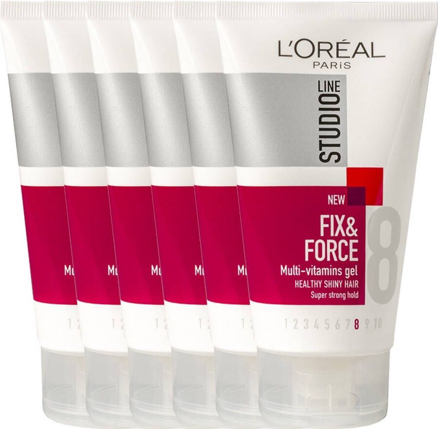 L Oréal Paris Studio Line Essentials Fix & Force Styling Multi-Vitamins Gel Super Strong 6 x 150 ml Gel Voordeelverpakking