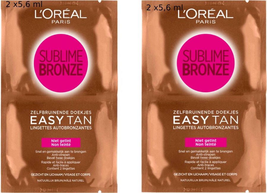L Oréal Paris Subime Broze Duo Zelfbrunende Doekjes lichaam en gezichtsbrner Zelfbruiner 2 Stuks