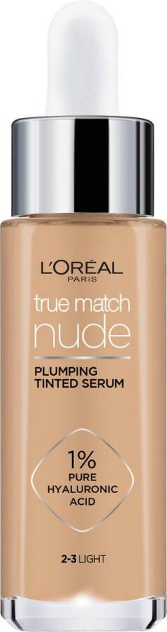 L Oréal Paris L'Oréal Paris True Match Nude Volumegevend Getint Serum Foundation met hyaluronzuur 2-3 Light 30ml Vegan