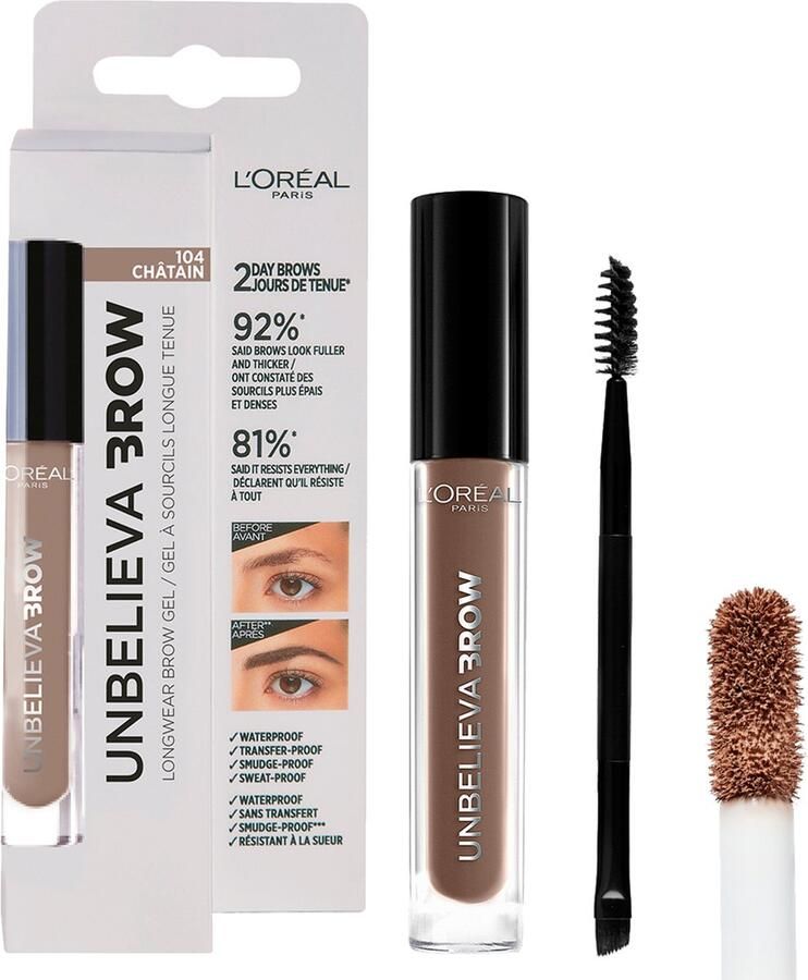 L Oréal Paris Unbelieva Brow 6.32 Auburn Bruin Langhoudende Waterproof Wenkbrauwgel 3.4 ml