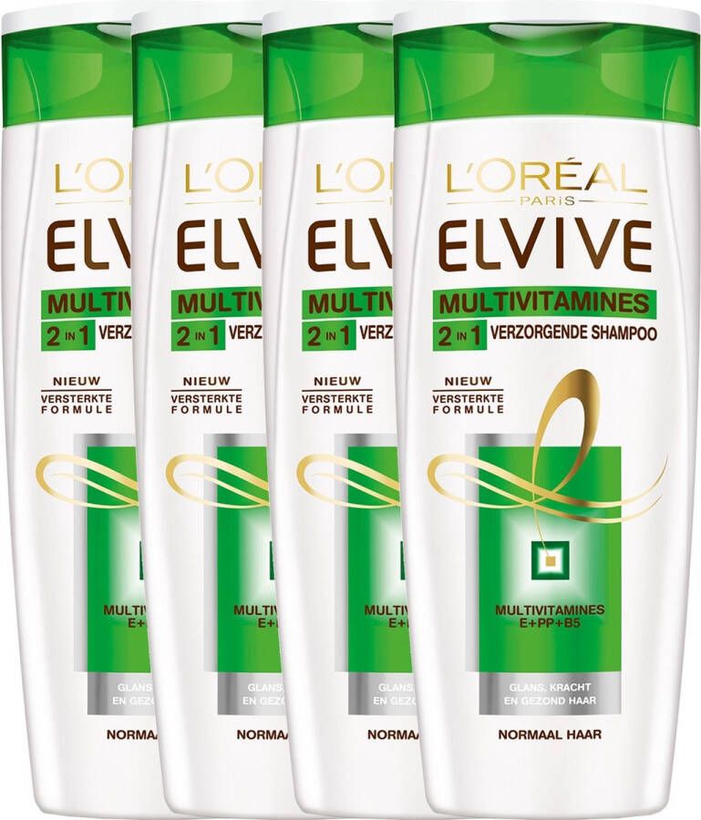 L Oréal Paris L'Oréal Paris Elvive Multivitamines Shampoo 2in1 4 x 250 ml Voordeelverpakking