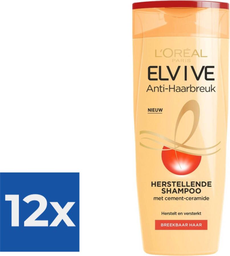 L Oréal Paris Elvive Anti Haarbreuk Shampoo 250 ml Voordeelverpakking 12 stuks