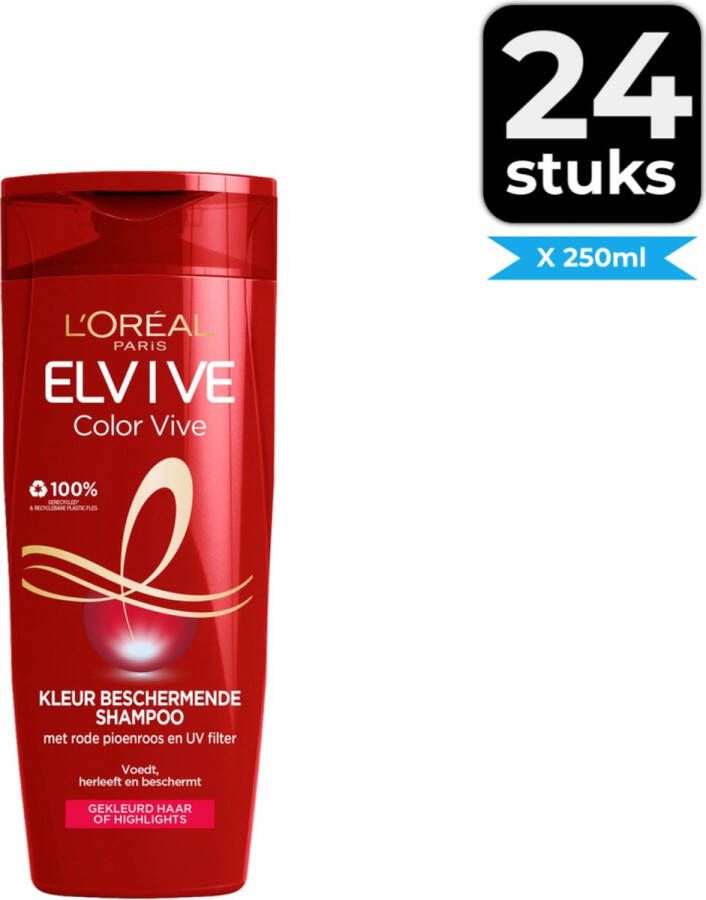 L Oréal Paris Elvive Color Vive Shampoo 250 ml Voordeelverpakking 24 stuks