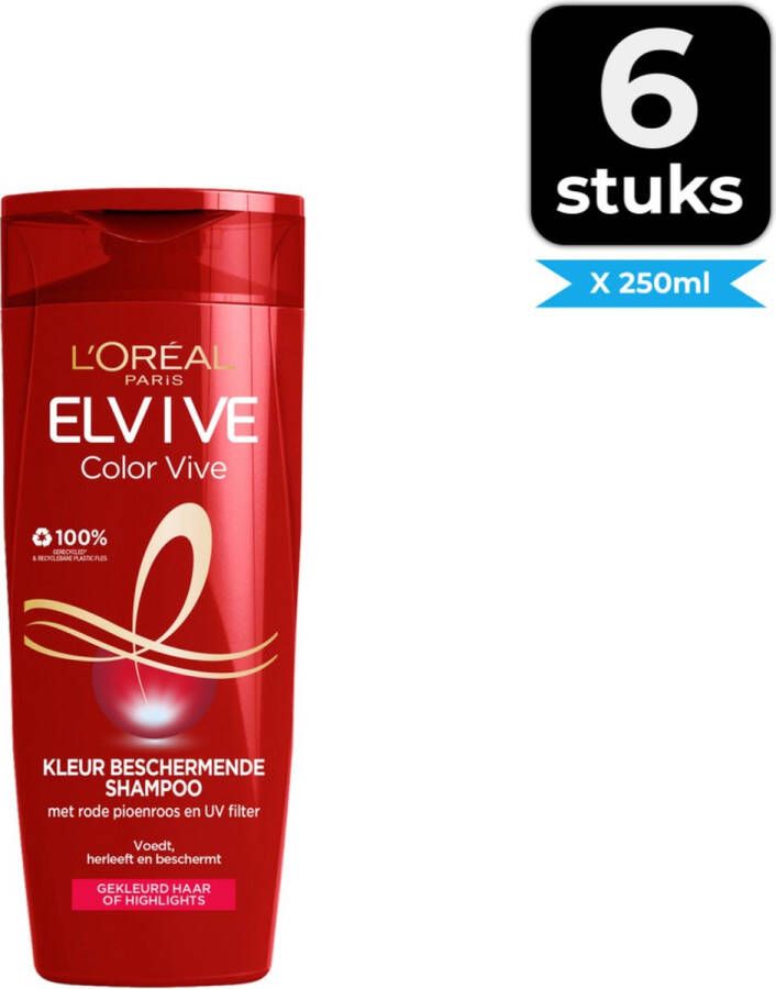 L Oréal Paris Elvive Color Vive Shampoo 250 ml Voordeelverpakking 6 stuks