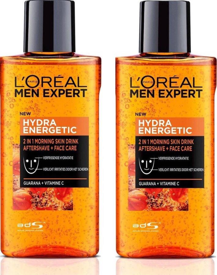 L Oréal Paris Men Expert 2 in 1 Morning Skindrink | L Oréal Men Expert | Hydraterende verzorging | Verzorgende aftershave |Dagcrème | Aftershave | Gezichtsverzorging | Dagcreme mannen | Aftershavecrème | 2x Voordeelkorting