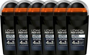 L'Oréal Paris Men Expert Deodorant roller carbon protect 5in1 6 x 50 ml voordeelverpakking