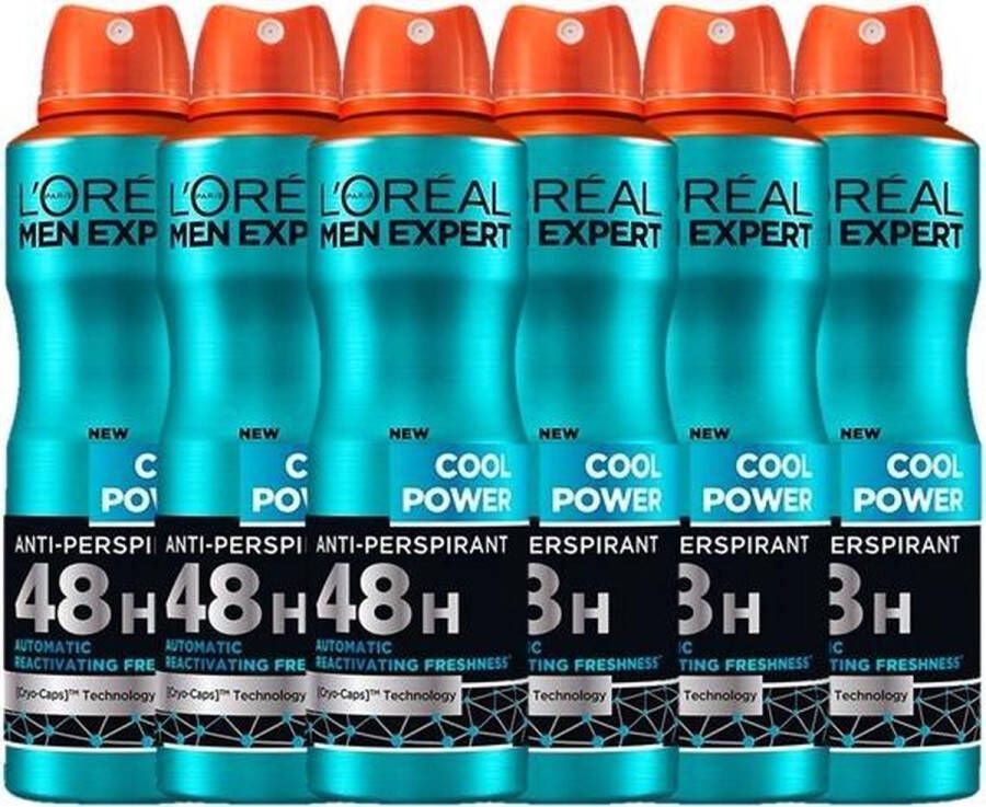 L'Oréal Paris Men Expert 48H Cool Power deodorant 6 x 150 ml voordeelverpakking