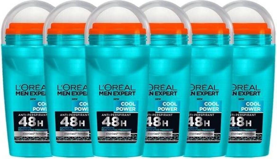 L'Oréal Paris Men Expert Cool Power deodorant roller 6 x 50 ml voordeelverpakking