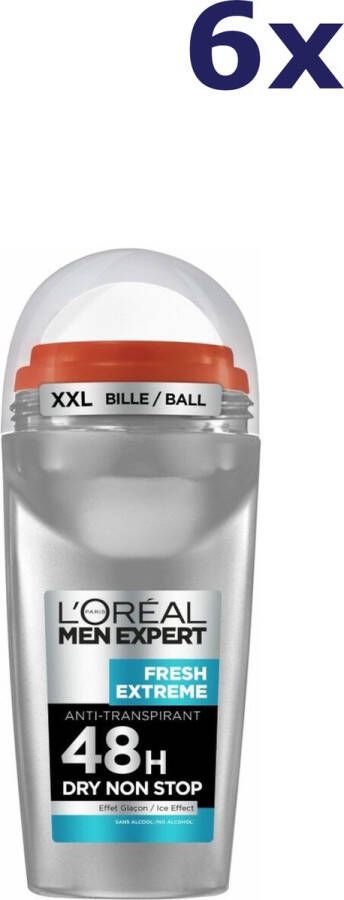 L'Oréal Paris Men Expert Fresh Extreme deodorant roller 6 x 50 ml voordeelverpakking
