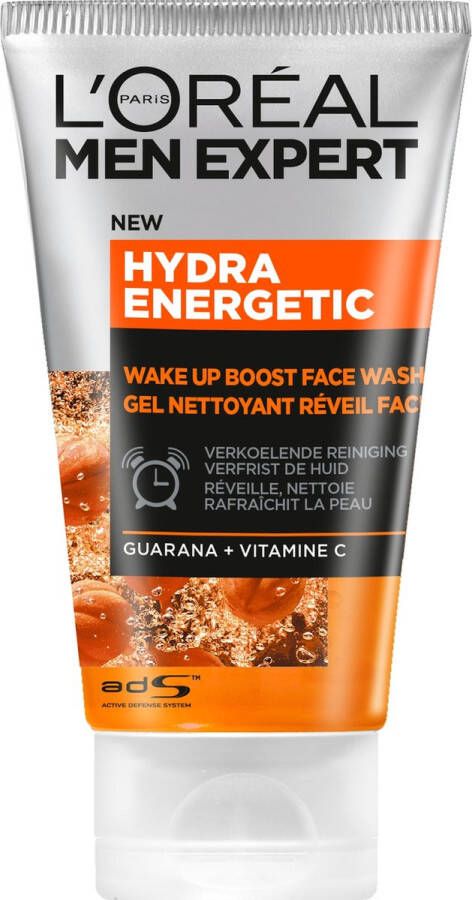 L Oréal Paris Men Expert Hydra Energetic Face Wash Reinigingsgel voor het gezicht 100 ml Droge huid