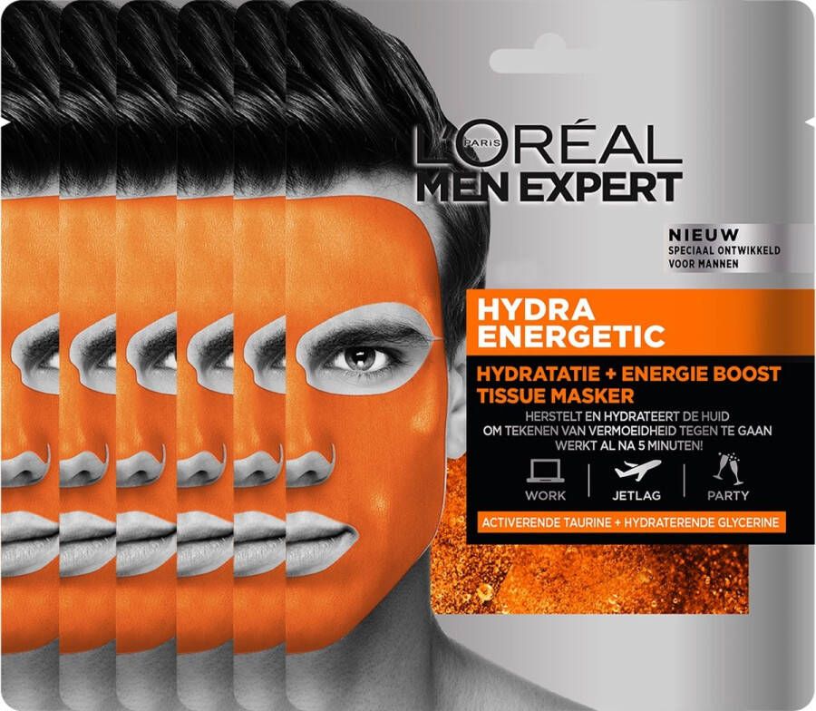 L Oréal Paris Men Expert Hydra Energetic Gezichtsmasker 20 stuks Voordeelverpakking