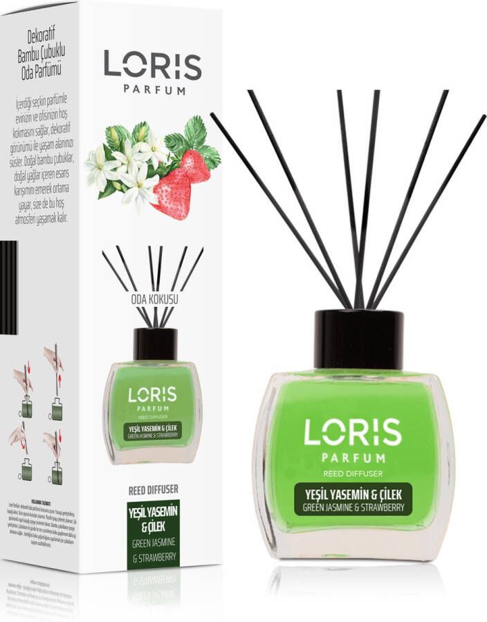 Loris Parfum Geurstokjes Huisgeur Huisparfum Green Jasmine & Strawberry 120ml