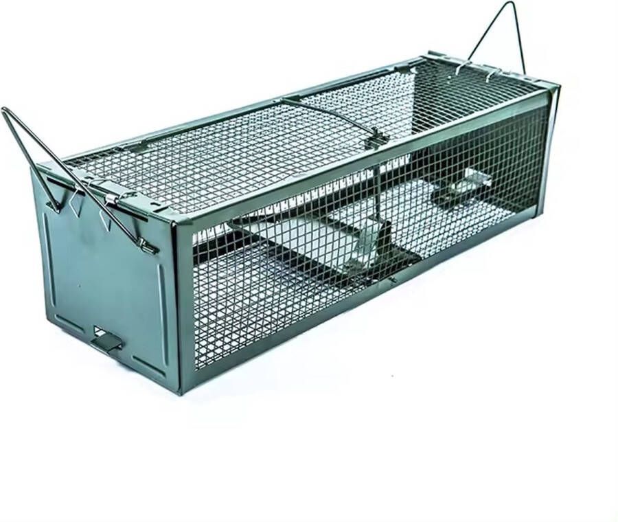 LotaHome IJzeren Rattenval Rattenvangkooi Ongediertebestrijding Rattenkooi Rattenverjager Vangkooi voor Ongedierte Dubbele Ingang Voor Binnen & Buiten 41x12x10cm Groen