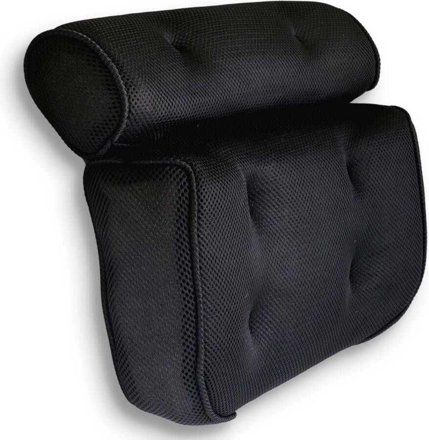Loti Living Badkussen voor in bad – Badkussen – Nekkussen bad – Hoofdsteun bad – Badkussen met zuignappen – 6 Zuignappen – Ergonomisch nekkussen – Antislip Zwart Art. 80.404