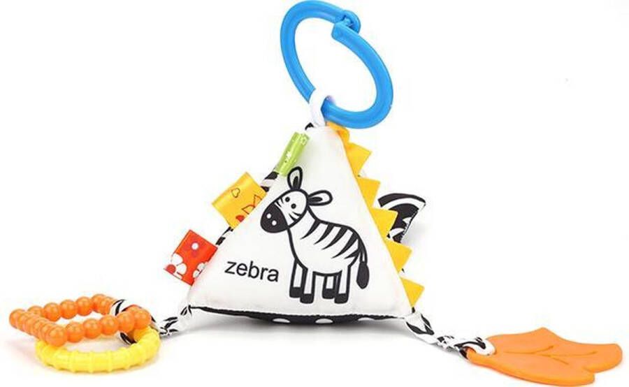 Louas Loua's favorites baby knijp en bijt speelgoed driehoek activiteiten speelgoed zwart wit geblokt babyspeelgoed 6 maanden kinderwagen knuffels