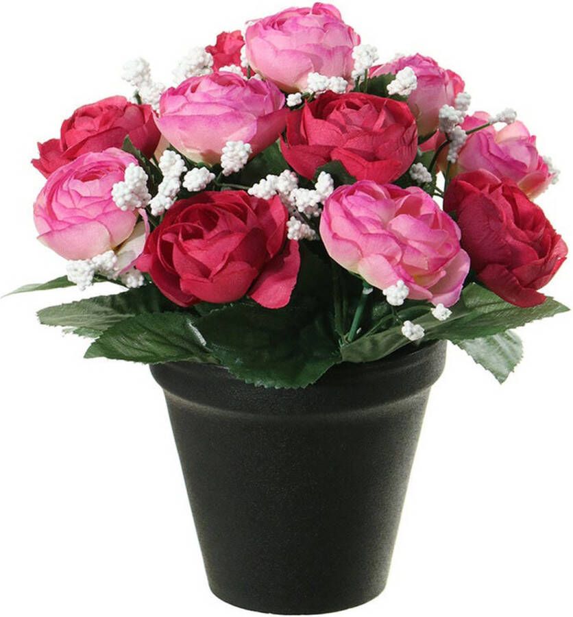 Louis Maes Kunstbloemen plant in pot roze wit tinten 20 cm Bloemenstuk ornament